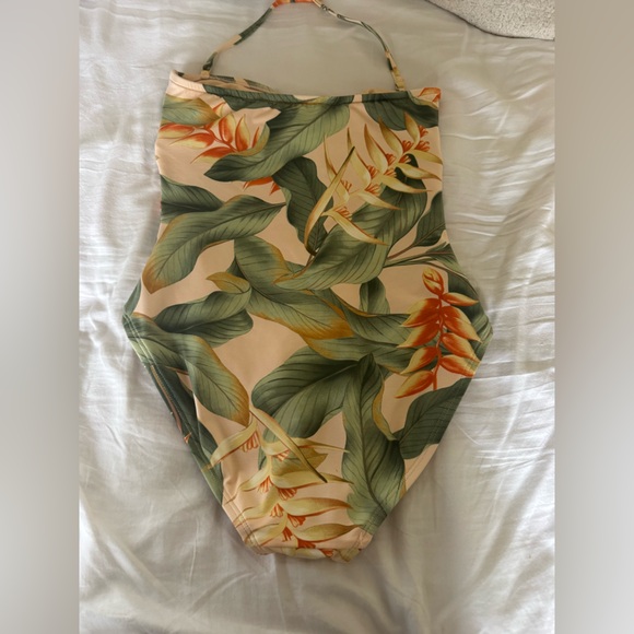 Tommy Bahama Tropical Print One Piece Swimsuit - Green and Orange - Picture 2 of 5